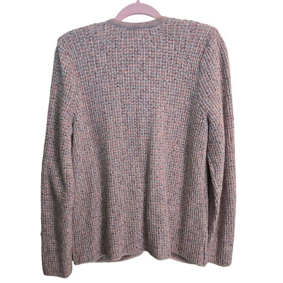 J. Jill Tweed Pink Gray Cotton Blend V Neck Cardigan Sweater Size S - Picture 2 of 7